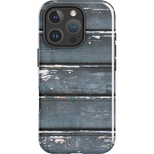 Chipped Blue Wood iPhone 16 Pro Impact Case